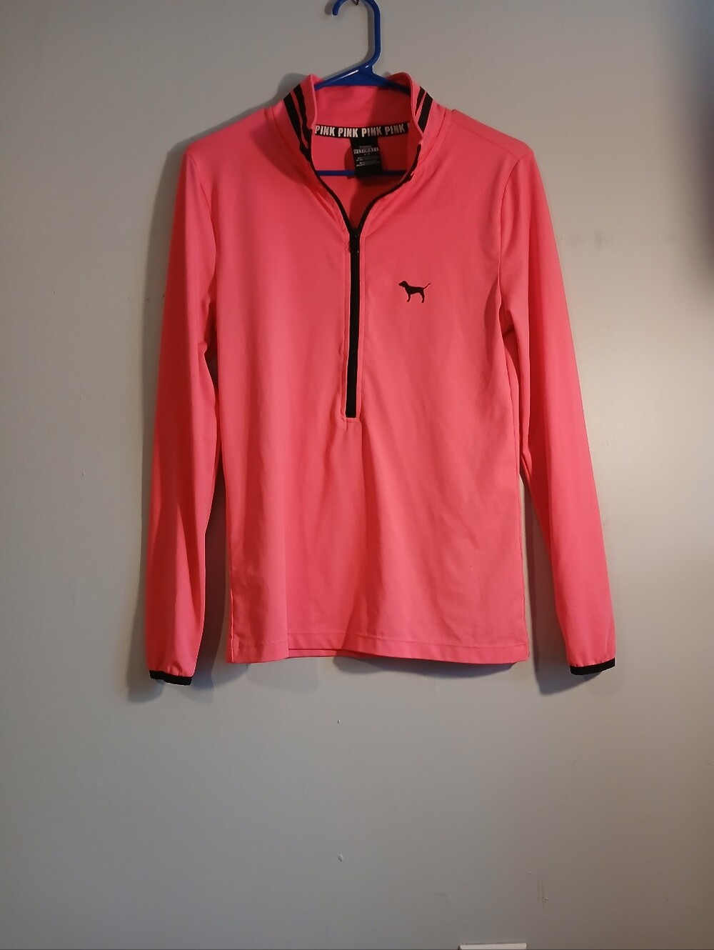 Victoria's Secret PINK Neon Coral Quarter-Zip Active Top